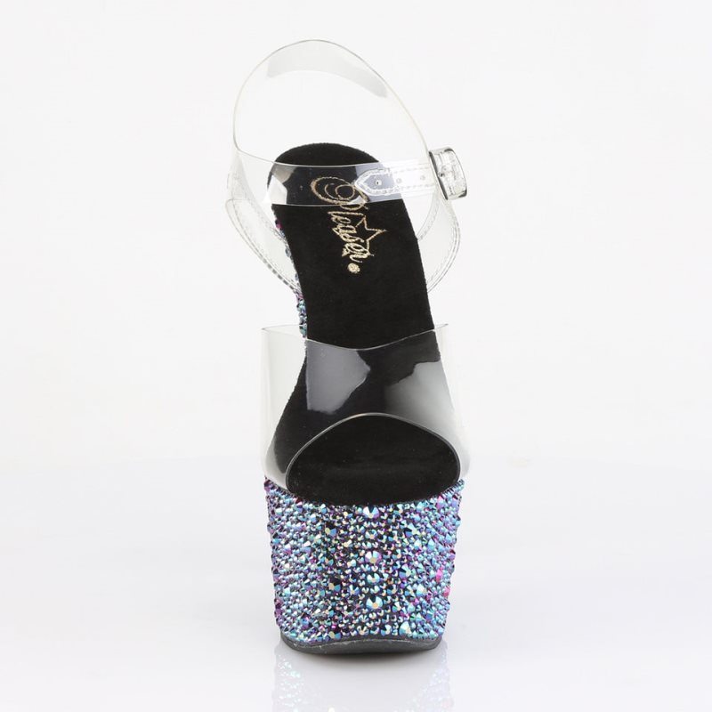Pleaser Bejeweled-708MS Hakken Dames Zwart Gekleurd | BELGIE BESMBRQV
