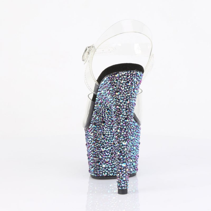 Pleaser Bejeweled-708MS Hakken Dames Zwart Gekleurd | BELGIE BESMBRQV