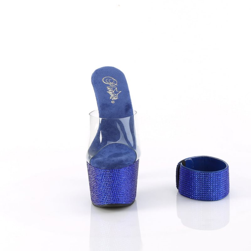 Pleaser Bejeweled-712RS Badslippers Plateauzool Dames Blauw | BELGIE BENSABMX