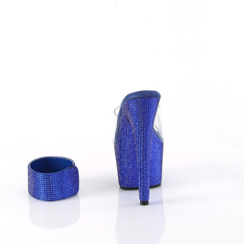 Pleaser Bejeweled-712RS Badslippers Plateauzool Dames Blauw | BELGIE BENSABMX