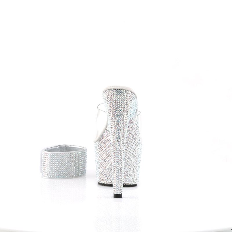 Pleaser Bejeweled-712RS Badslippers Plateauzool Dames Zilver | BELGIE BEYFQMGX