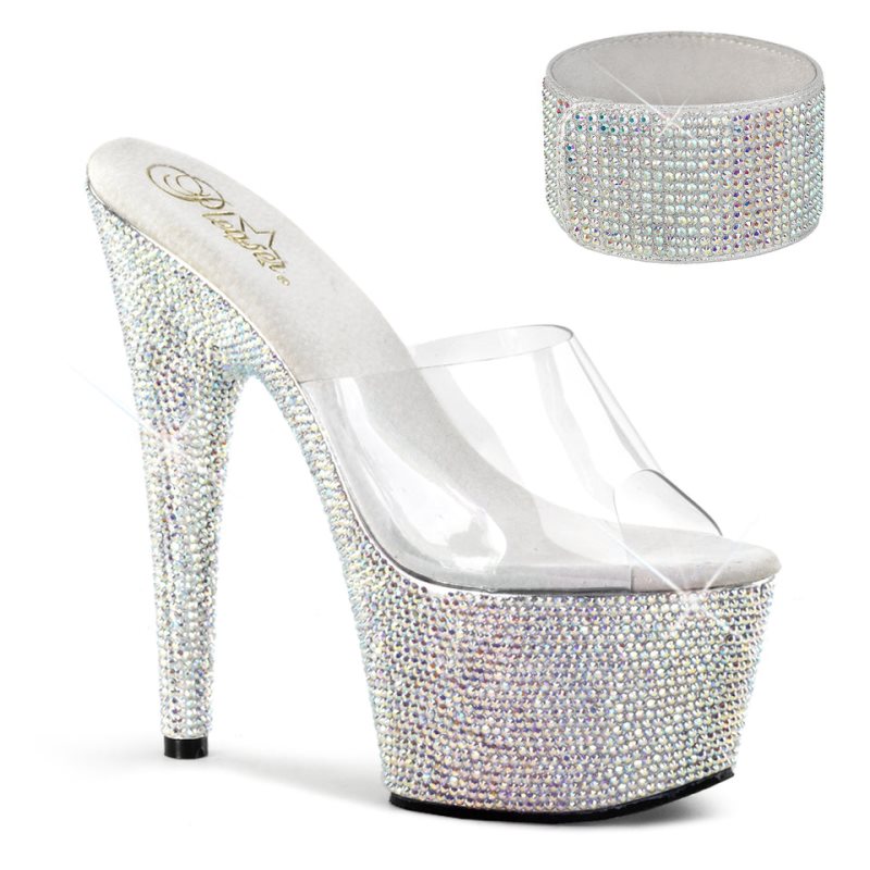 Pleaser Bejeweled-712RS Badslippers Plateauzool Dames Zilver | BELGIE BEYFQMGX