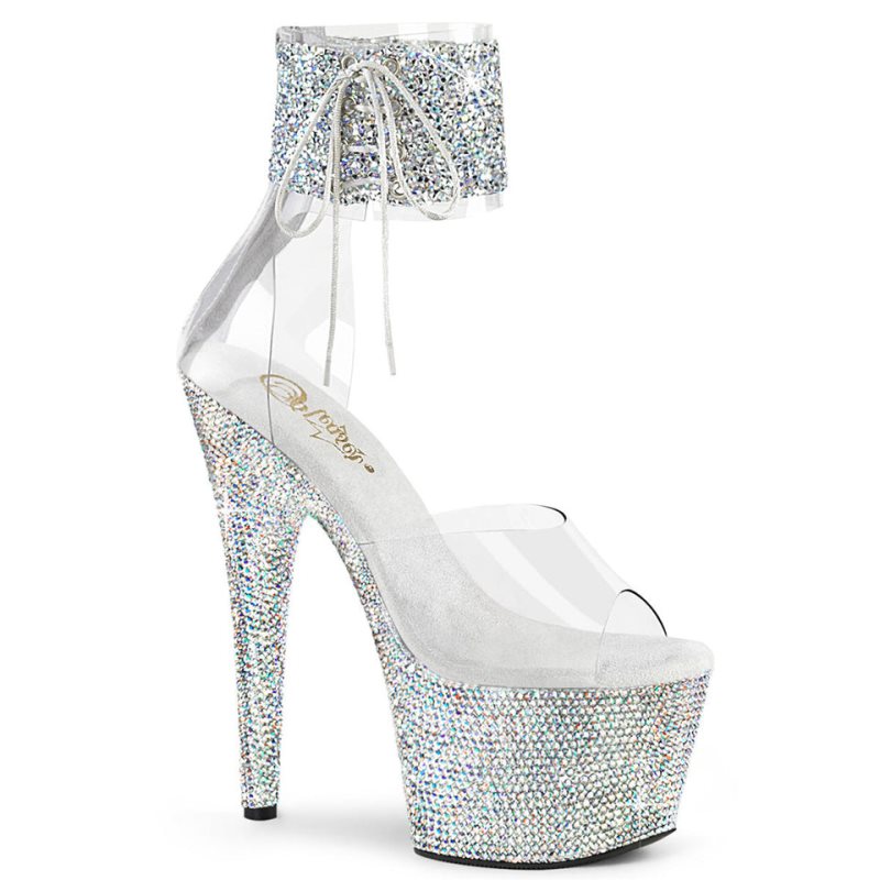 Pleaser Bejeweled-724RS-02 Hakken Dames Zilver | BELGIE BEFZRQKH