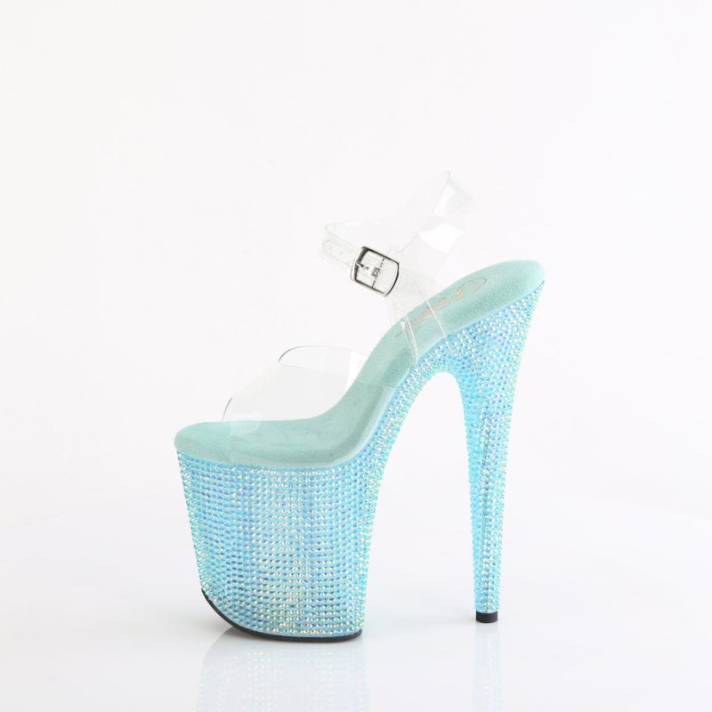 Pleaser Bejeweled-808RRS Hakken Dames Blauw | BELGIE BEQYXJDL