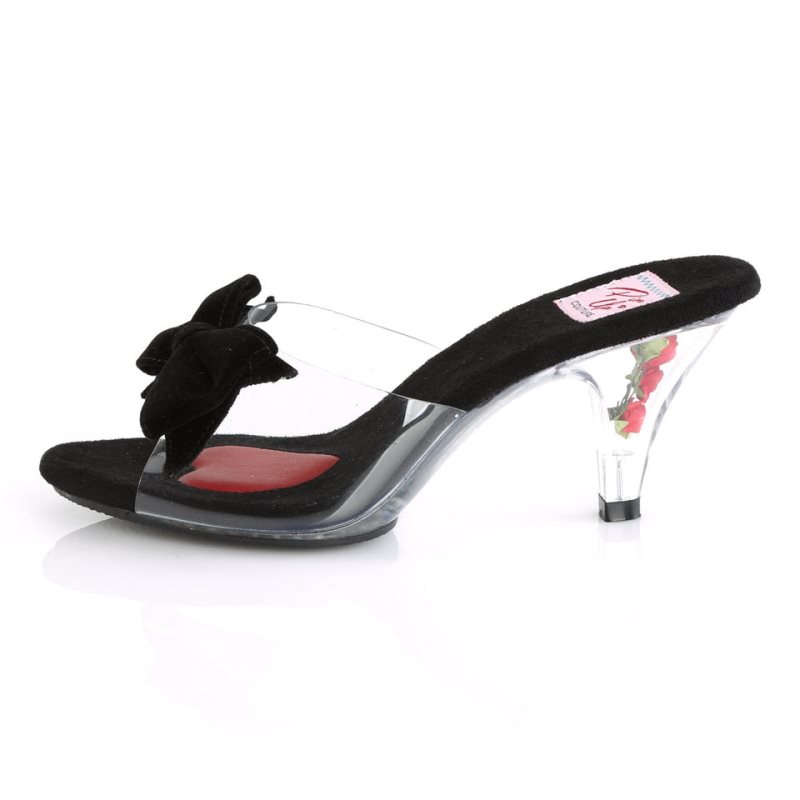 Pleaser Belle-301BOW Badslippers Dames Zwart | BELGIE BELQZIWV