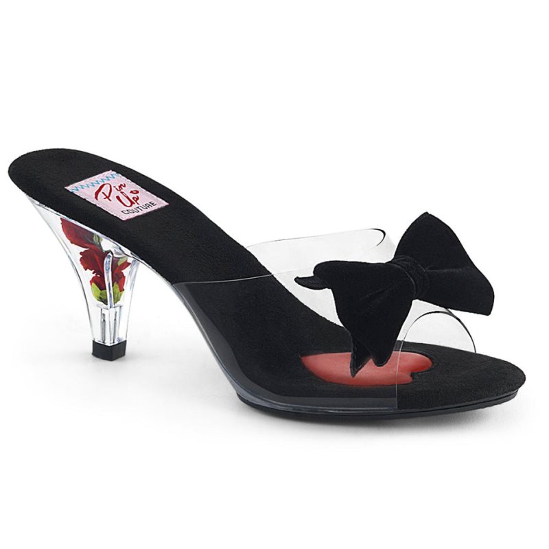 Pleaser Belle-301BOW Badslippers Dames Zwart | BELGIE BELQZIWV