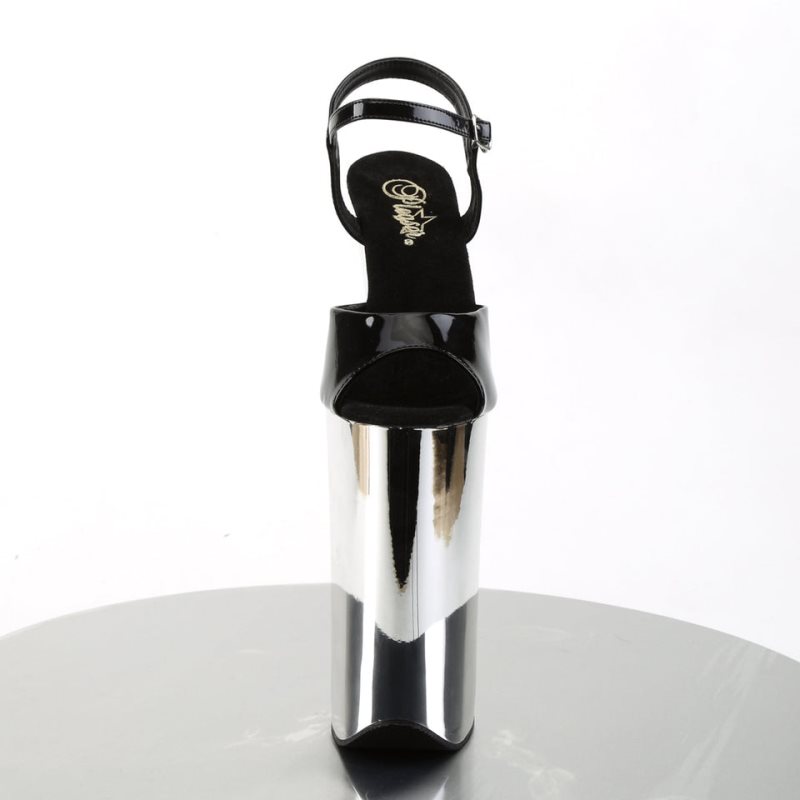 Pleaser Beyond-009 Hakken Dames Zwart Zilver | BELGIE BEBHXYMS