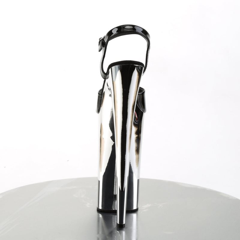 Pleaser Beyond-009 Hakken Dames Zwart Zilver | BELGIE BEBHXYMS