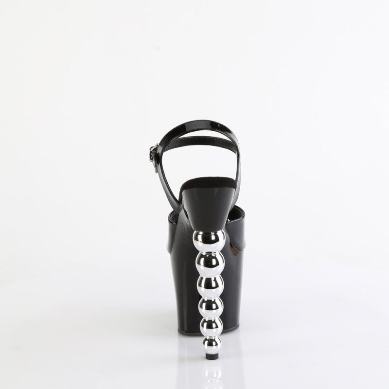 Pleaser Bliss-709 Hakken Dames Zwart Zilver | BELGIE BENMDQAE