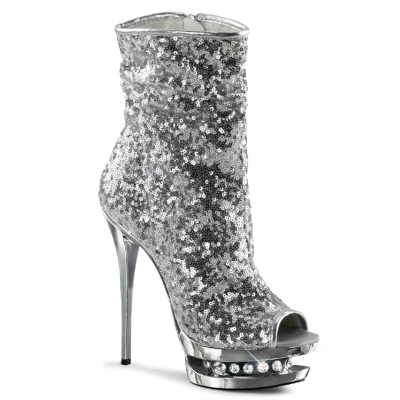 Pleaser Blondie-R-1008 Laarzen Dames Zilver | BELGIE BEBUGSQK