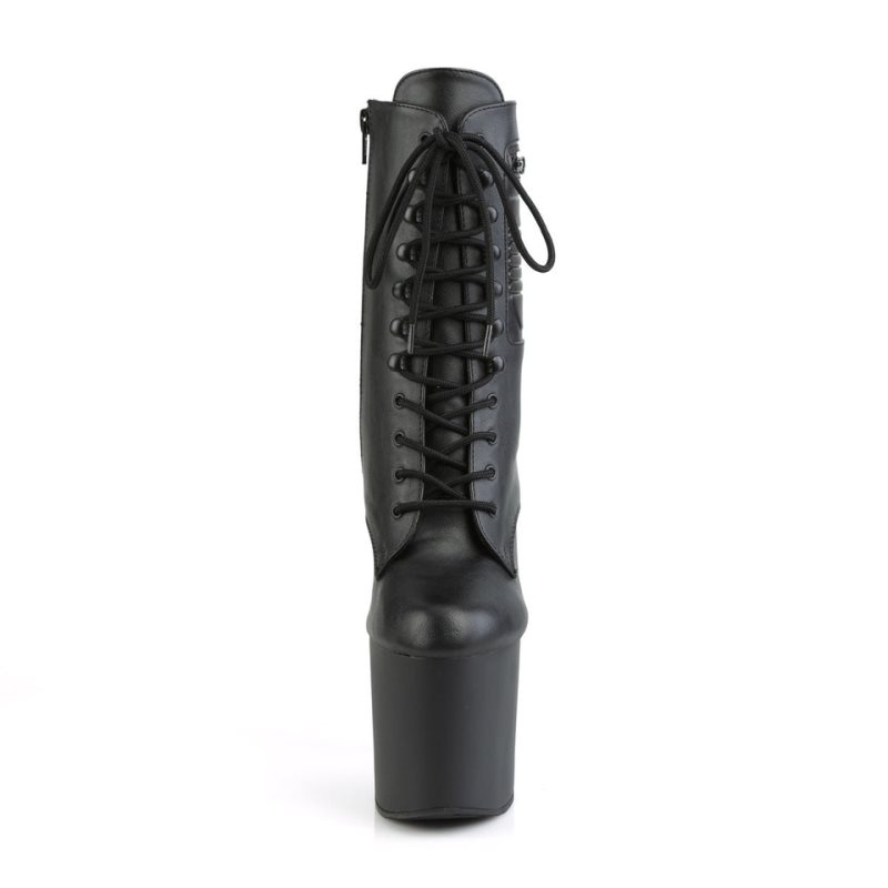 Pleaser Bondgirl-1020PK Vegan Leather Laarzen Dames Zwart | BELGIE BELJWNTD