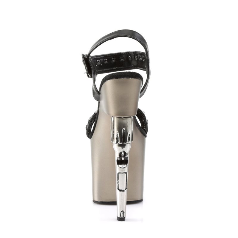 Pleaser Bondgirl-712 Vegan Leather Hakken Dames Zwart Grijs | BELGIE BEBMOTZJ