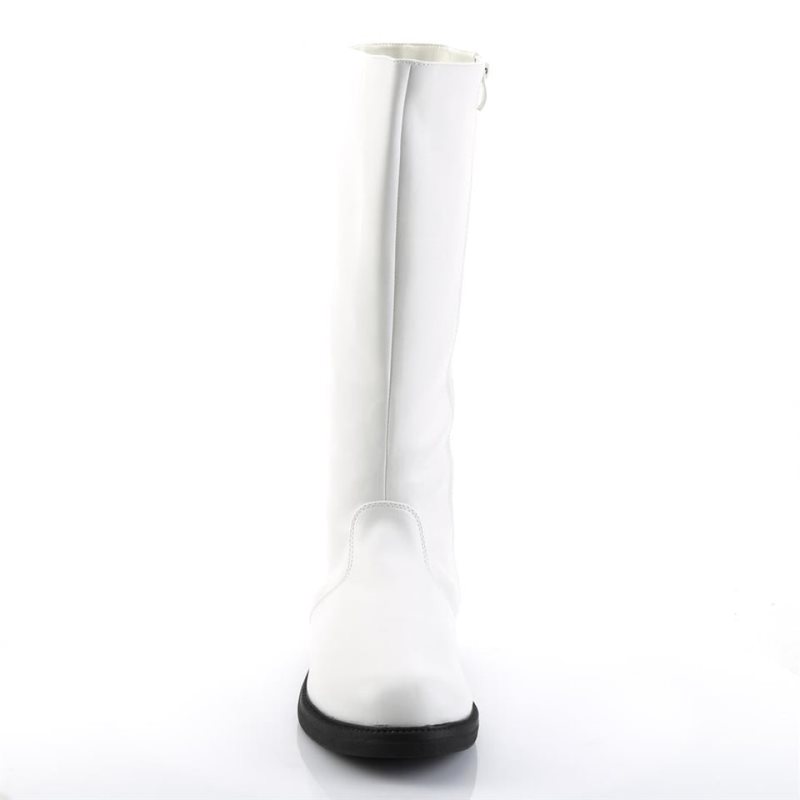 Pleaser Captain-100 Vegan Leather Knie Laarzen Heren Wit | BELGIE BELRQHNP