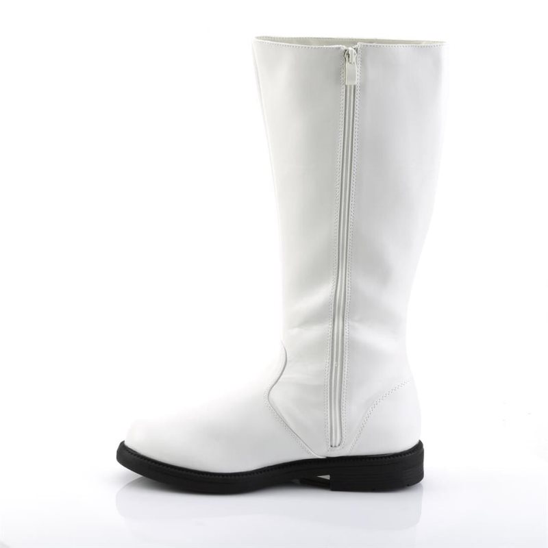 Pleaser Captain-100 Vegan Leather Knie Laarzen Heren Wit | BELGIE BELRQHNP