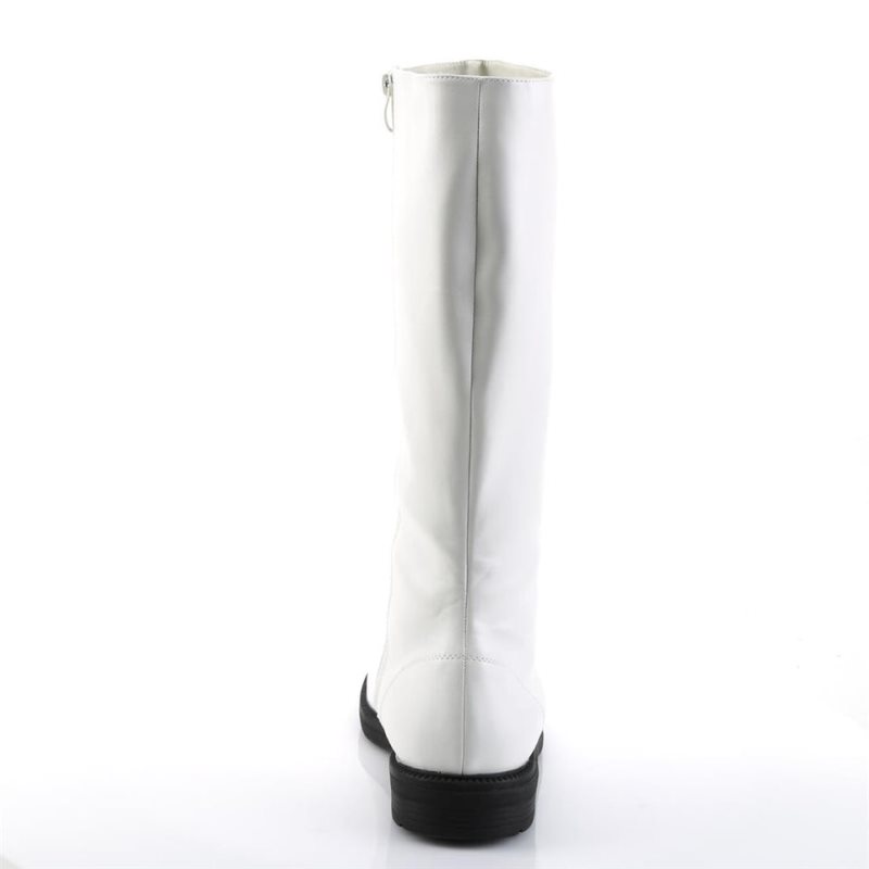 Pleaser Captain-100 Vegan Leather Knie Laarzen Heren Wit | BELGIE BELRQHNP