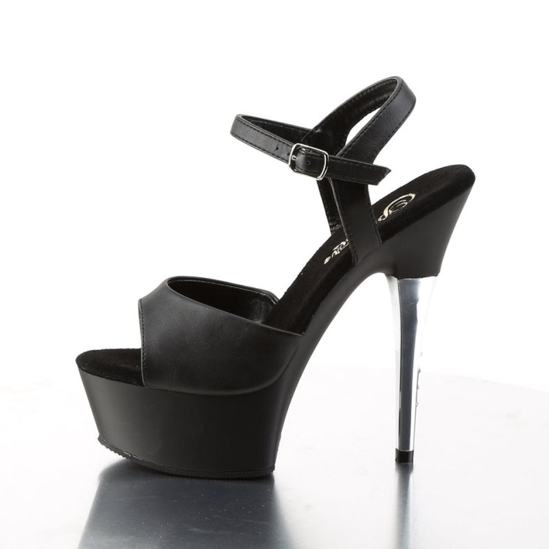 Pleaser Captiva-609 Vegan Leather Hakken Dames Zwart | BELGIE BEDYOMUT