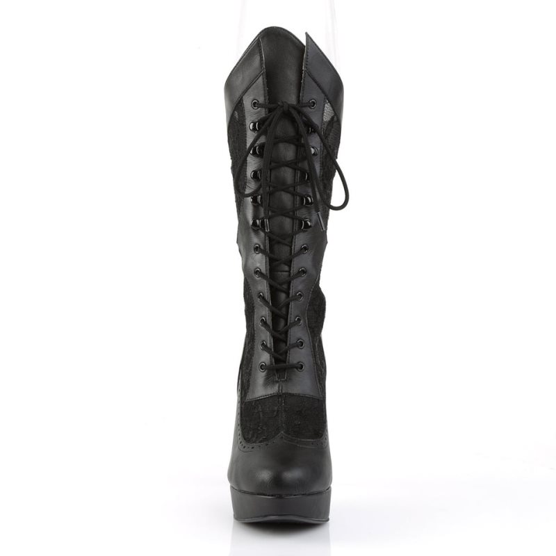 Pleaser Chloe-115 Vegan Leather Laarzen Dames Zwart | BELGIE BEIFXBND