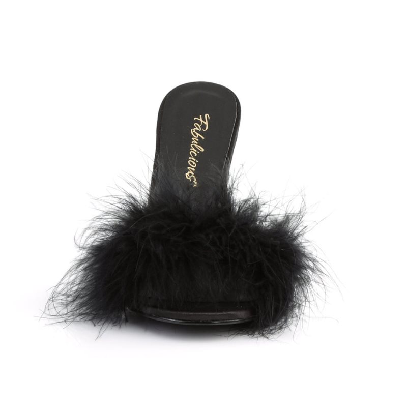 Pleaser Classique-01F Vegan Leather Badslippers Dames Zwart | BELGIE BEGZCXMU