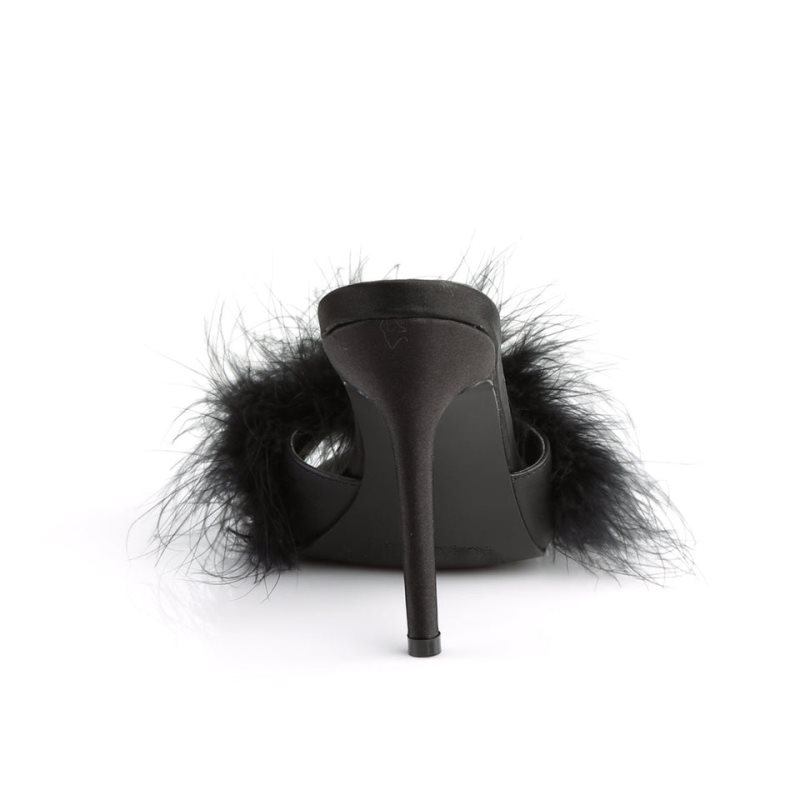 Pleaser Classique-01F Vegan Leather Badslippers Dames Zwart | BELGIE BEGZCXMU