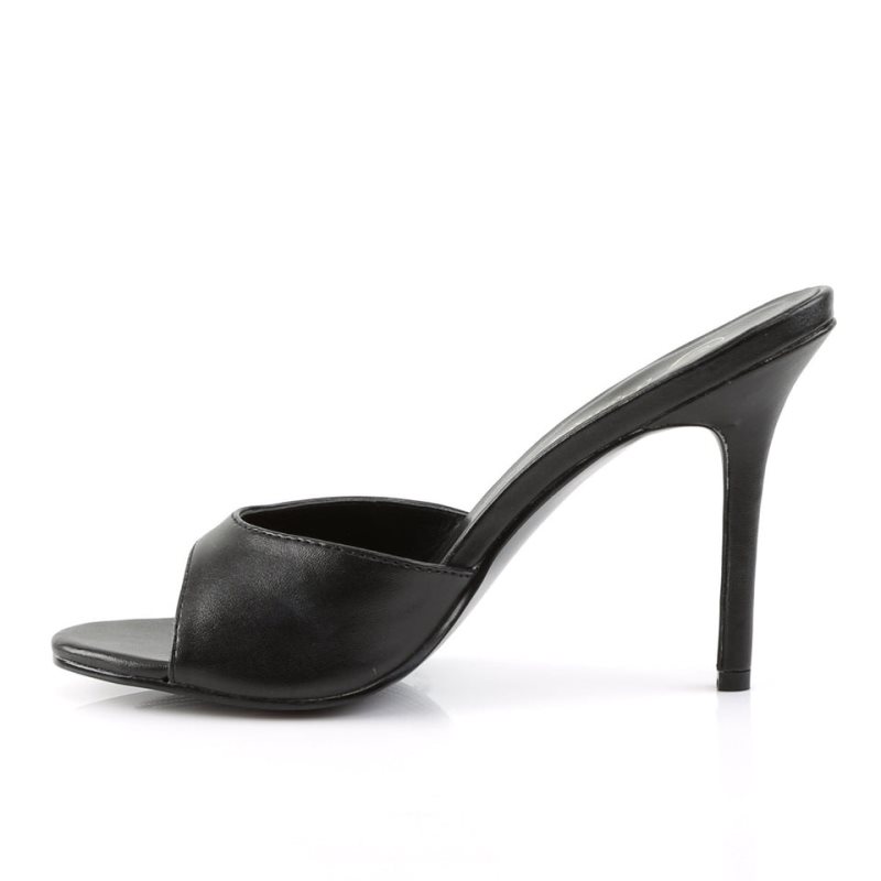Pleaser Classique-01 Vegan Leather Badslippers Dames Zwart | BELGIE BETWOVYS