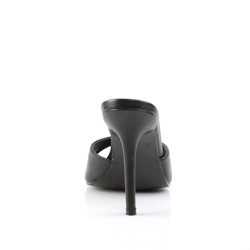 Pleaser Classique-01 Vegan Leather Badslippers Dames Zwart | BELGIE BETWOVYS