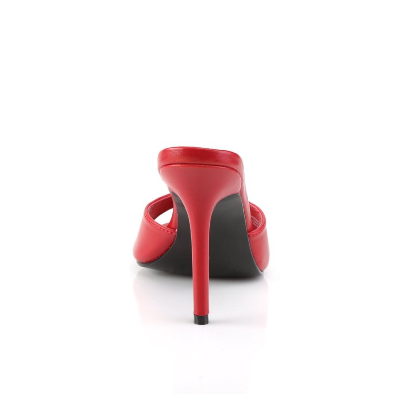 Pleaser Classique-01 Vegan Leather Badslippers Dames Rood | BELGIE BEOBGDFW
