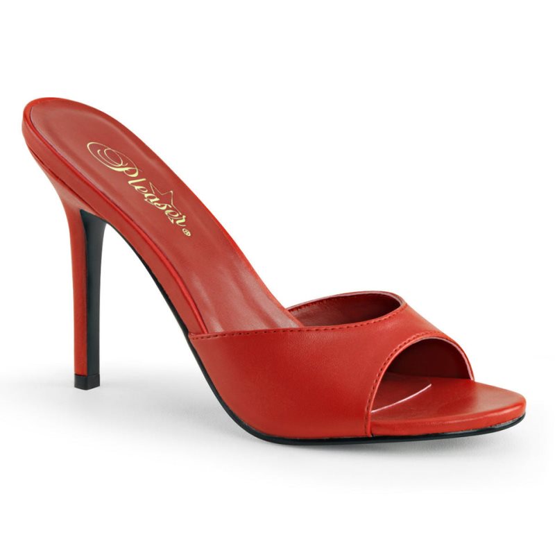 Pleaser Classique-01 Vegan Leather Badslippers Dames Rood | BELGIE BEOBGDFW