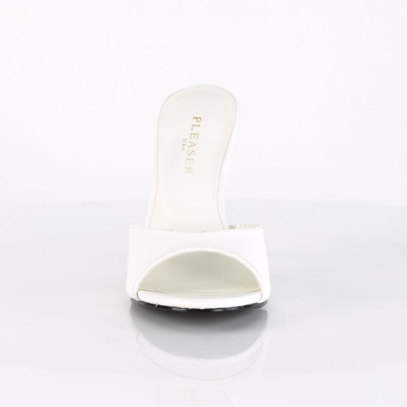 Pleaser Classique-01 Vegan Leather Badslippers Dames Wit | BELGIE BEXNTMGD