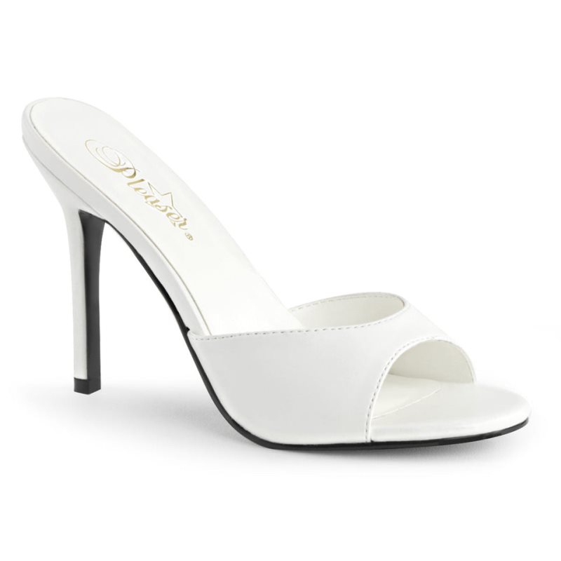 Pleaser Classique-01 Vegan Leather Badslippers Dames Wit | BELGIE BEXNTMGD