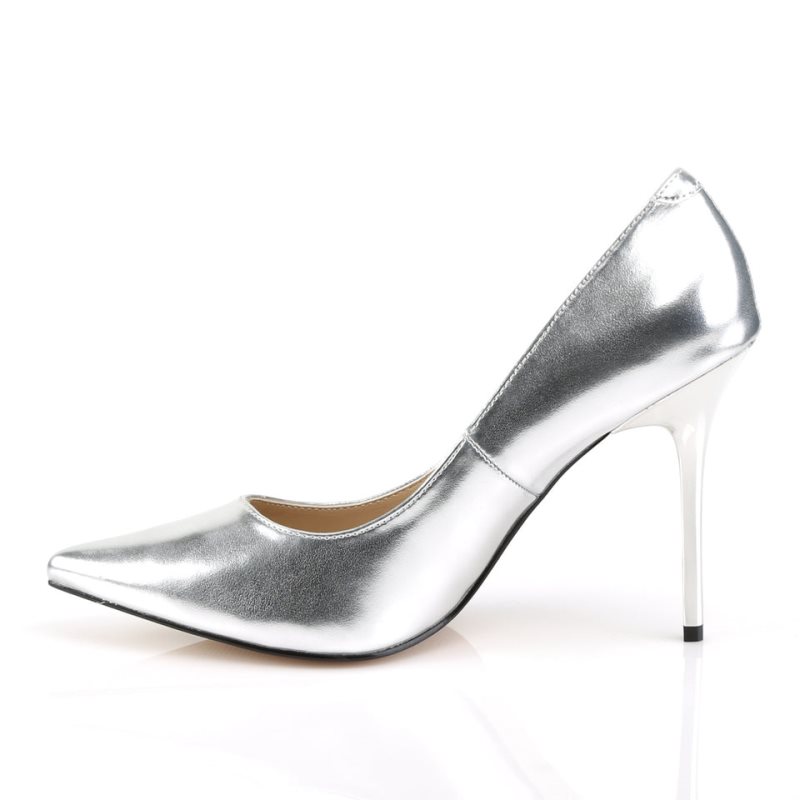 Pleaser Classique-20 Hakken Dames Zilver Metal | BELGIE BEGAIWND