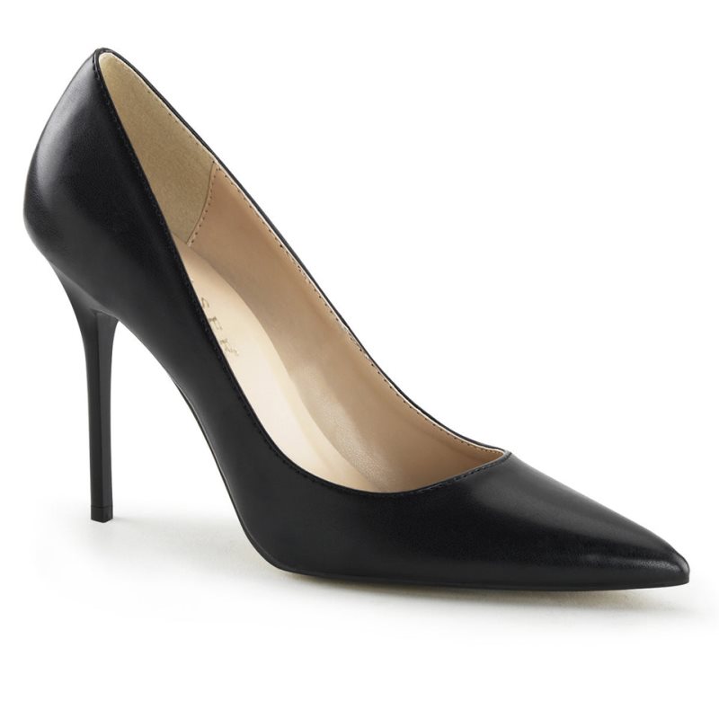 Pleaser Classique-20 Vegan Leather Hakken Dames Zwart | BELGIE BEEBMLCQ