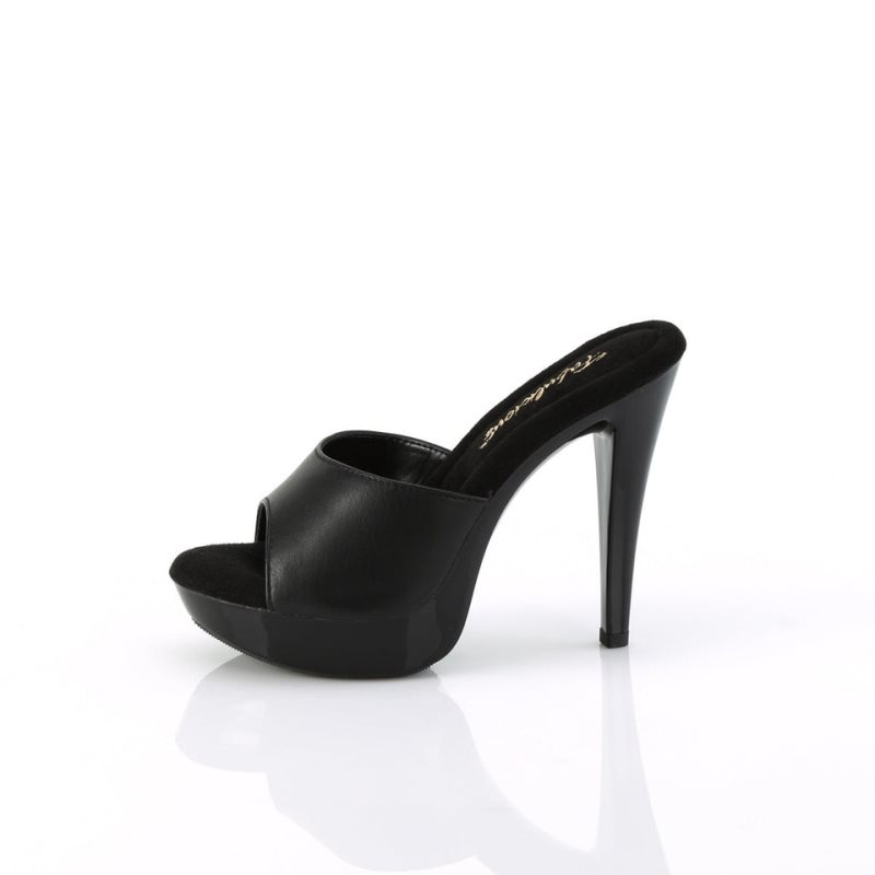 Pleaser Cocktail-501L Badslippers Plateauzool Dames Zwart | BELGIE BEBWMYHV