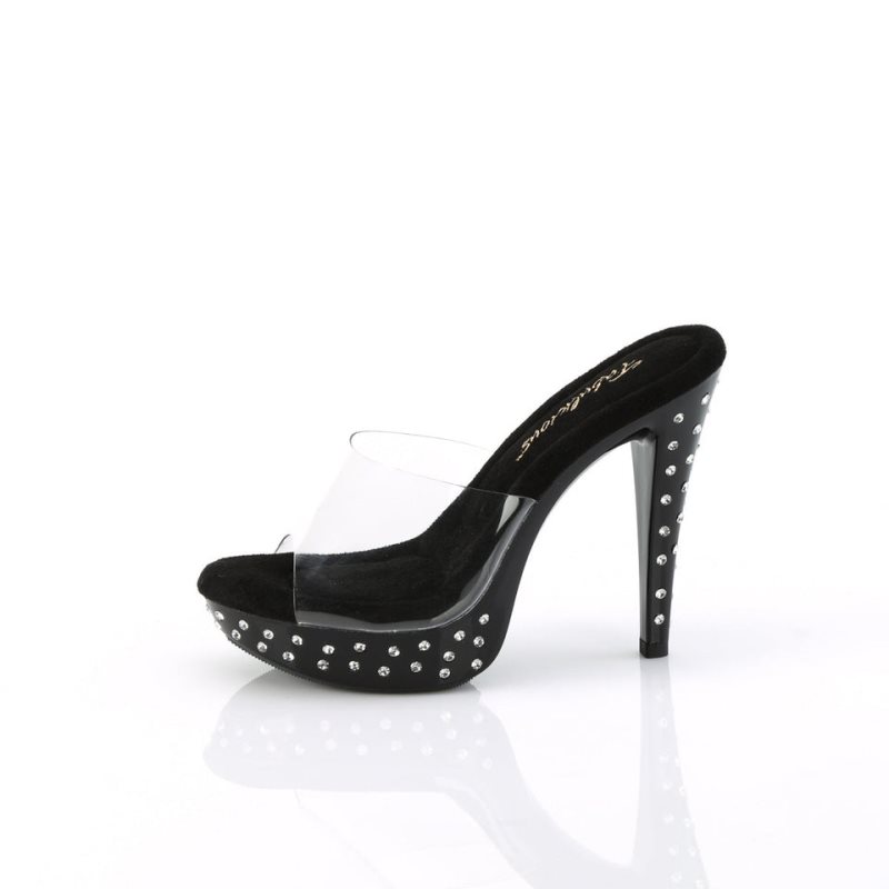Pleaser Cocktail-501SDT Badslippers Plateauzool Dames Zwart | BELGIE BEGYMUOA