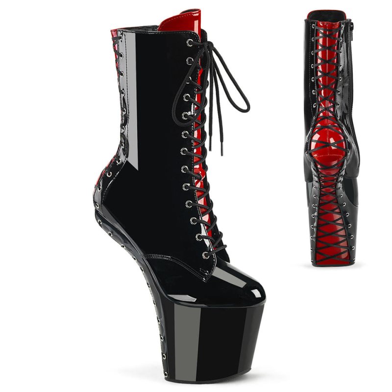 Pleaser Craze-1040FH Laarzen Dames Zwart Rood | BELGIE BENMIFCA