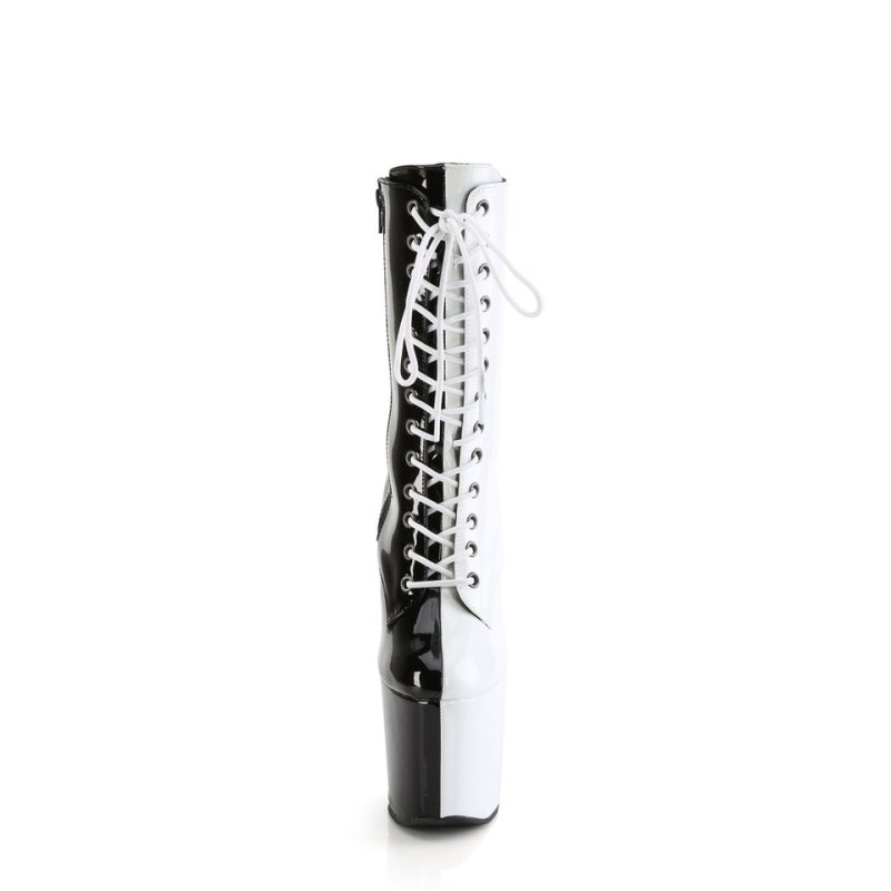 Pleaser Craze-1040TT Laarzen Dames Zwart Wit | BELGIE BEVUWJXF