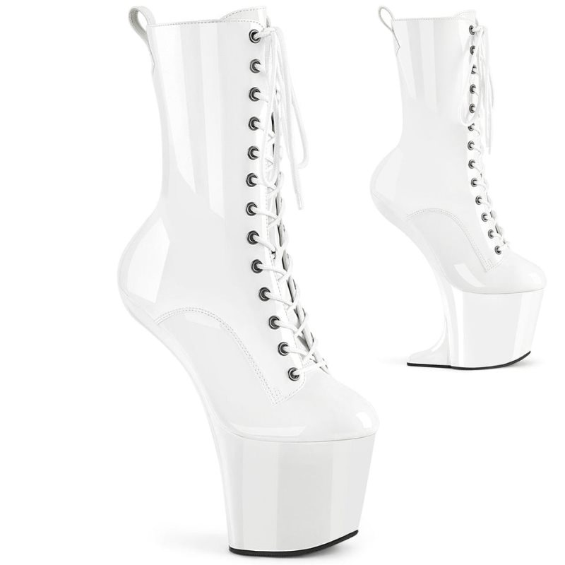 Pleaser Craze-1040 Laarzen Dames Wit | BELGIE BEYUMEAL