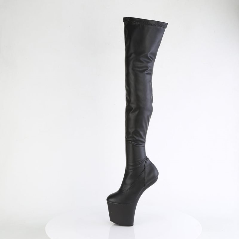Pleaser Craze-3000 Vegan Leather Hoge Hakken Dames Zwart | BELGIE BECWTQHG