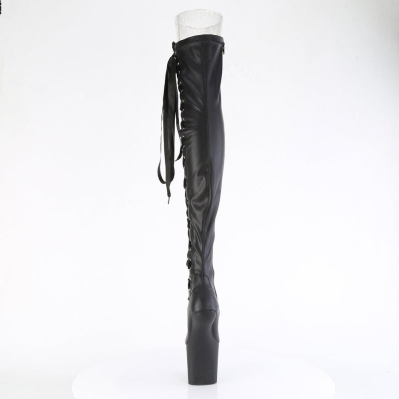 Pleaser Craze-3050 Vegan Leather Hoge Hakken Dames Zwart | BELGIE BEKCPUBL