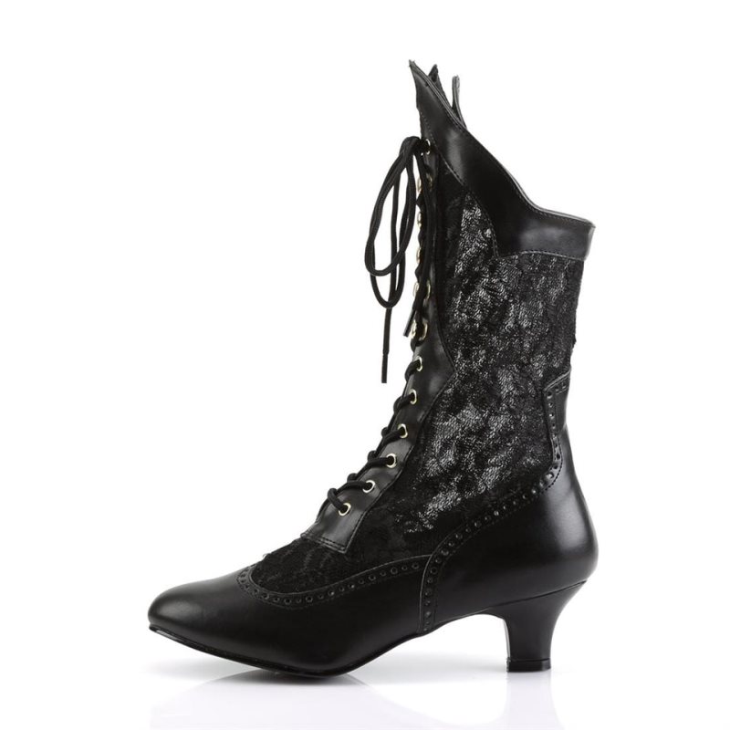 Pleaser Dame-115 Vegan Leather Laarzen Dames Zwart | BELGIE BECWKPVU