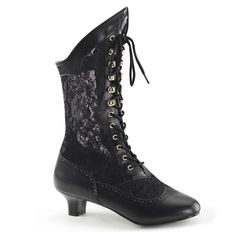 Pleaser Dame-115 Vegan Leather Laarzen Dames Zwart | BELGIE BECWKPVU