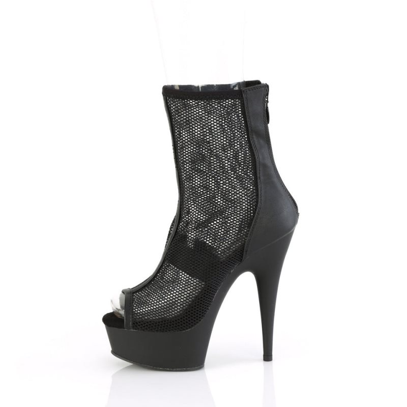 Pleaser Delight-1006 Vegan Leather Laarzen Dames Zwart | BELGIE BEFBSVAR