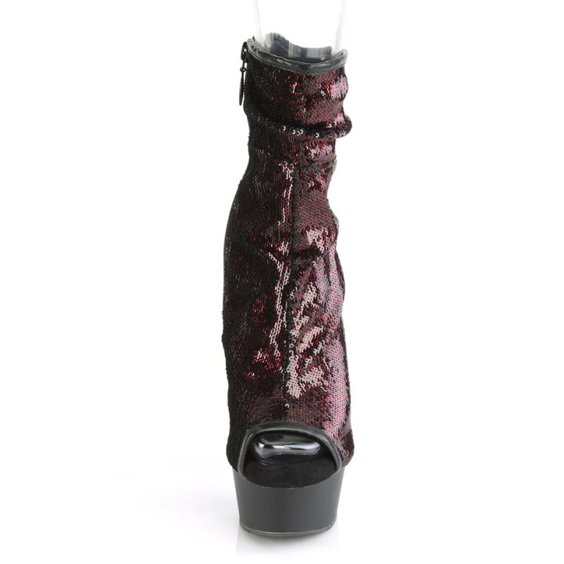 Pleaser Delight-1008SQ Laarzen Dames Bordeaux Zwart | BELGIE BEJHMOYV