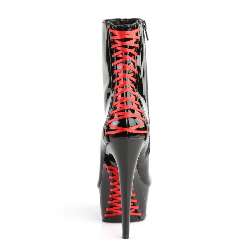 Pleaser Delight-1010 Laarzen Dames Rood Zwart | BELGIE BEUCFBYA