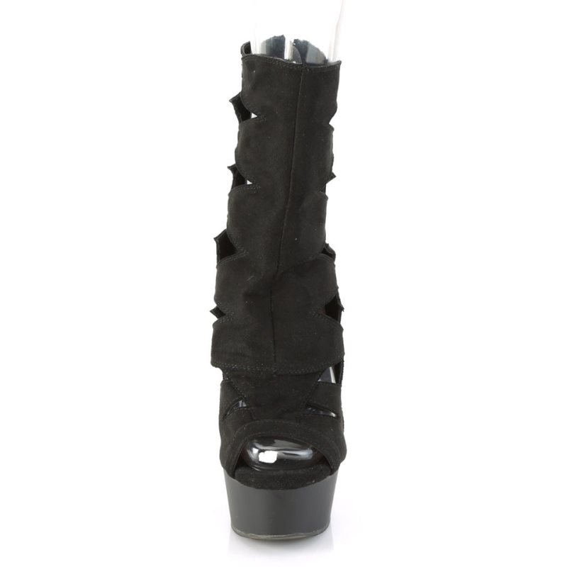 Pleaser Delight-1014 Suede Laarzen Dames Zwart | BELGIE BEEFJPIB