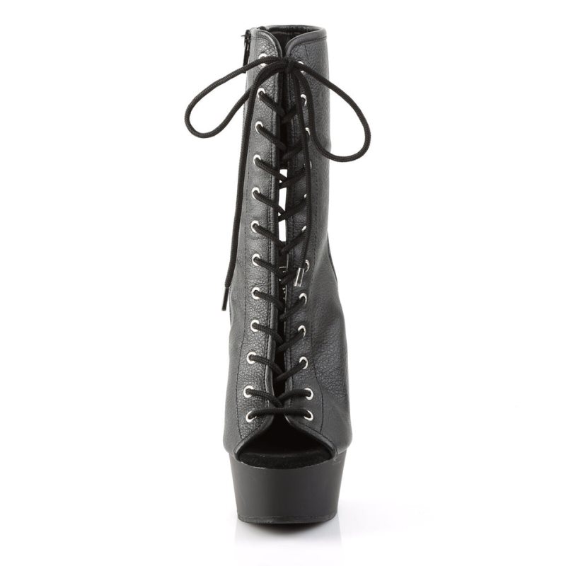 Pleaser Delight-1016 Vegan Leather Laarzen Dames Zwart | BELGIE BELRZHWA