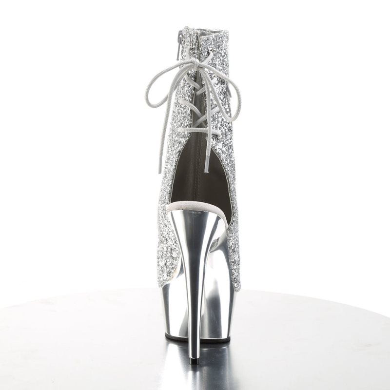 Pleaser Delight-1018G Laarzen Dames Zilver | BELGIE BELICAUD