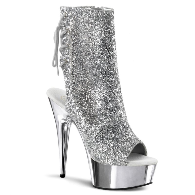 Pleaser Delight-1018G Laarzen Dames Zilver | BELGIE BELICAUD