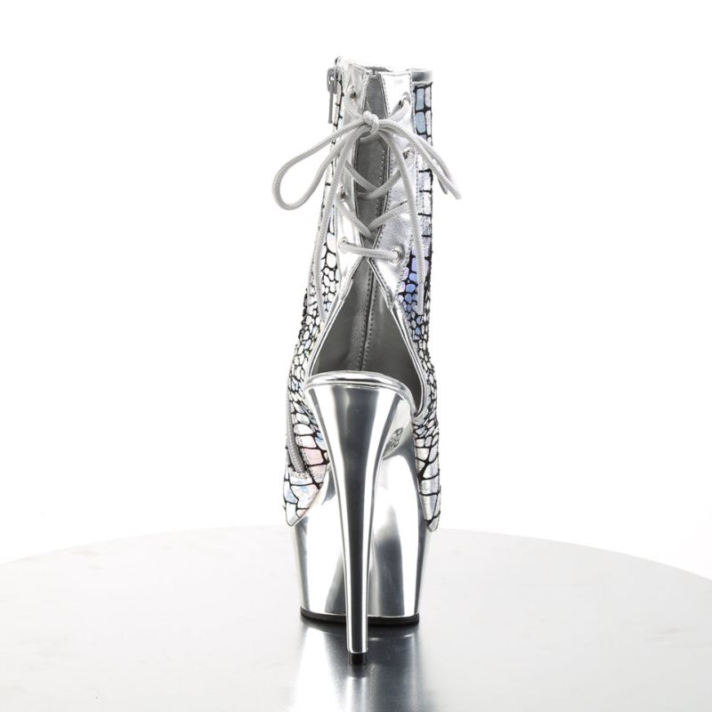 Pleaser Delight-1018HG Hologram Laarzen Dames Zilver | BELGIE BEDJTONQ