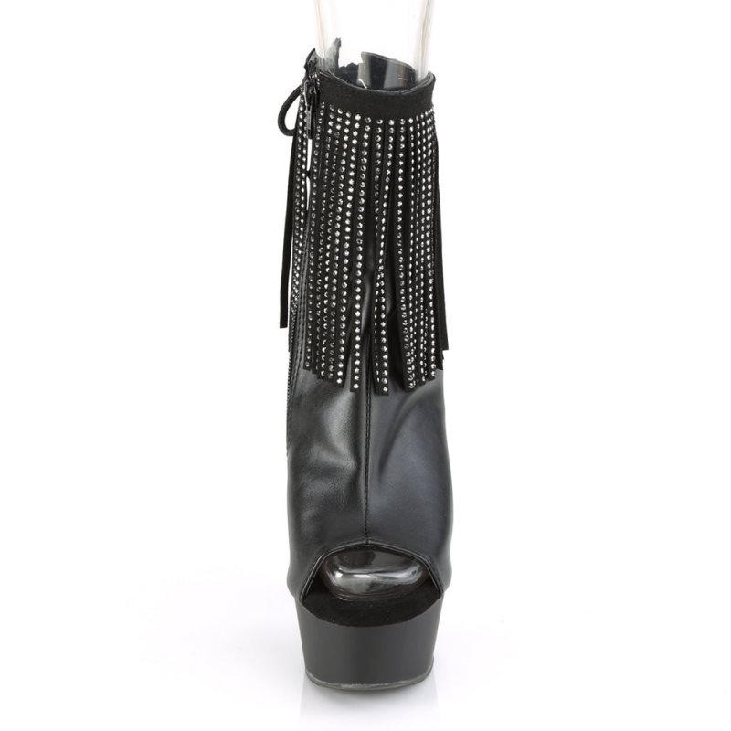 Pleaser Delight-1018RSF Vegan Leather Laarzen Dames Zwart | BELGIE BENYPGLO