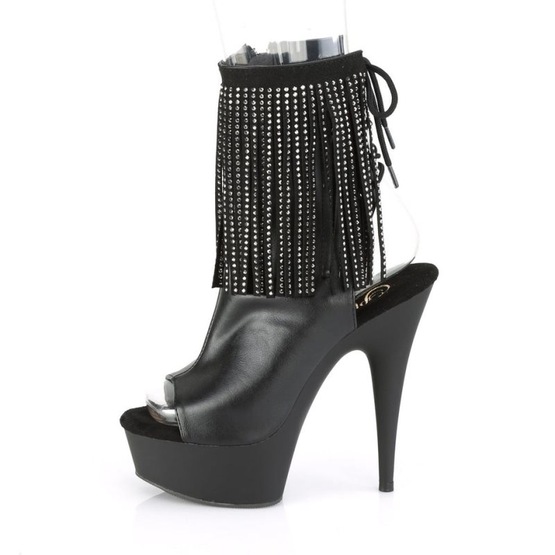 Pleaser Delight-1018RSF Vegan Leather Laarzen Dames Zwart | BELGIE BENYPGLO